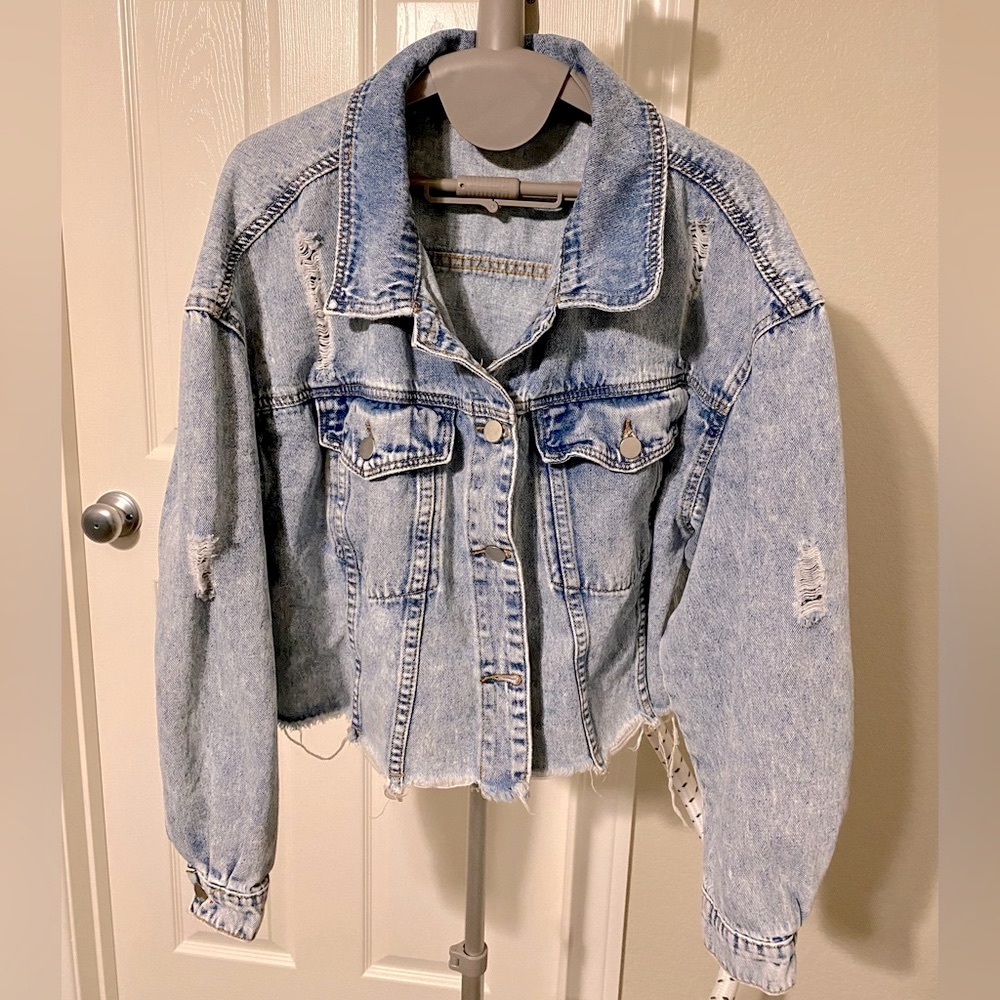 Cropped Acid Wash Jean Jacket